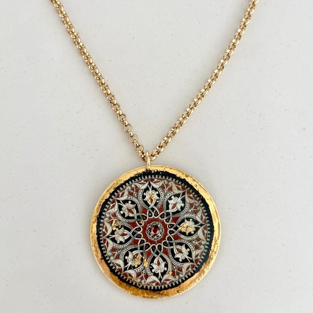 NEW Pompeii 22K Gold Leaf Disc Pendant from ÉVOCATEUR - one of a kind